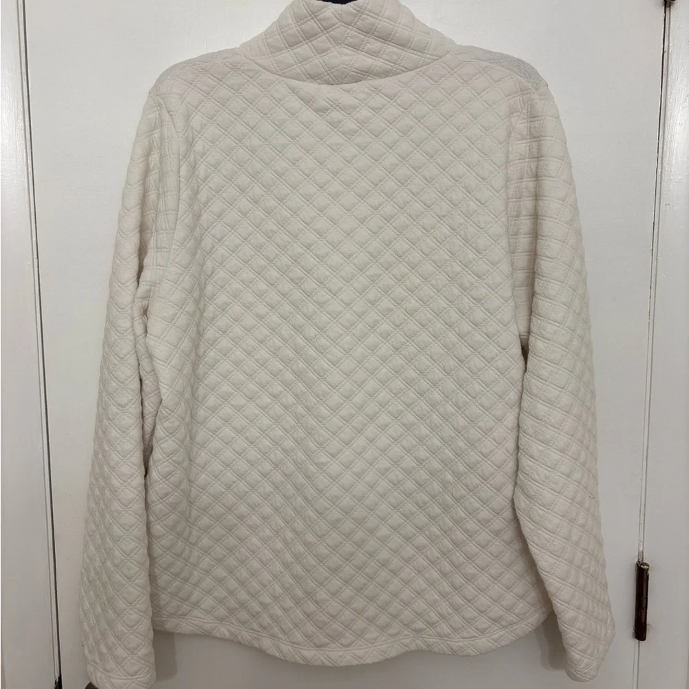 J. Crew Factory Quilted Mockneck Pullover Sweater Ivory XL BL249